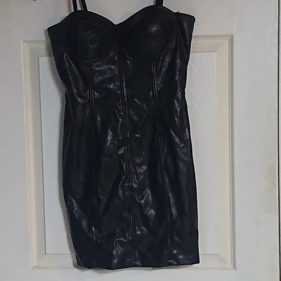 Blashe | Dresses | Blashe Black Faux Leather Dress One Piece | Poshmark